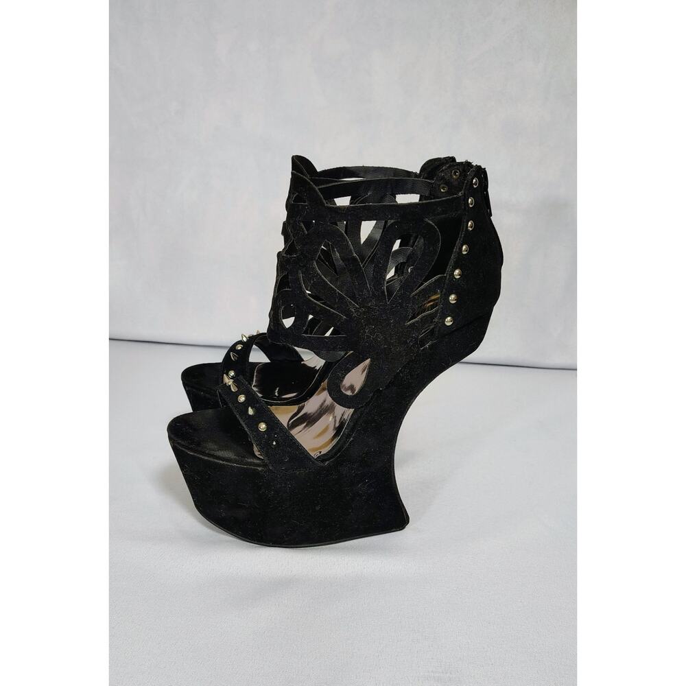Rare Vigo Fiore Platform 3in. Wedge Heels Spike Accents Size 8.5 Clubwear - Picture 4 of 7